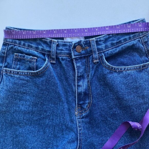 Oak + Fort Wide Leg crop Raw Hem Rigid Jeans Medium - Picture 7 of 9